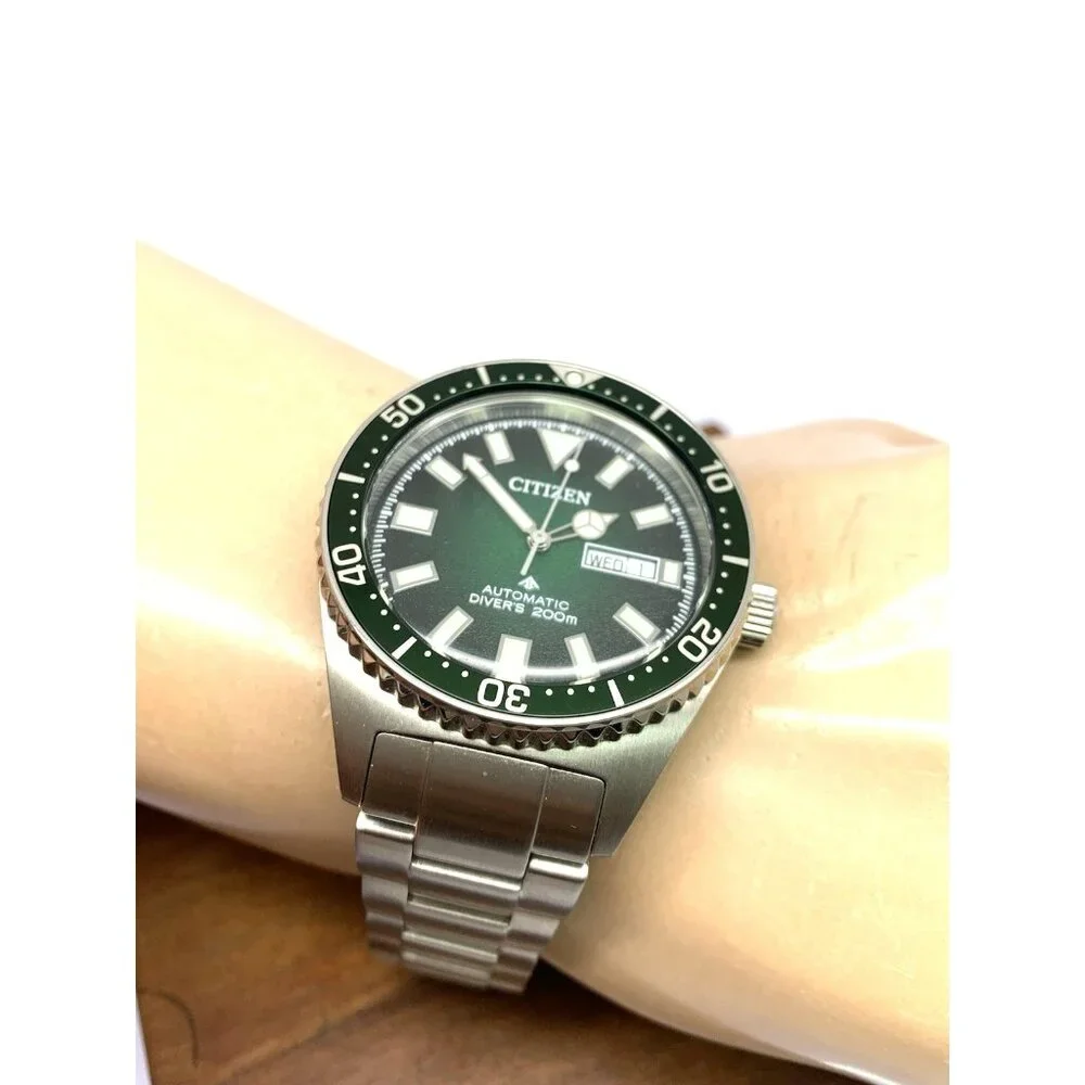 Citizen Men's Watch NY0121-50X Promaster Automatic Diver Green Dial Steel 41mm
